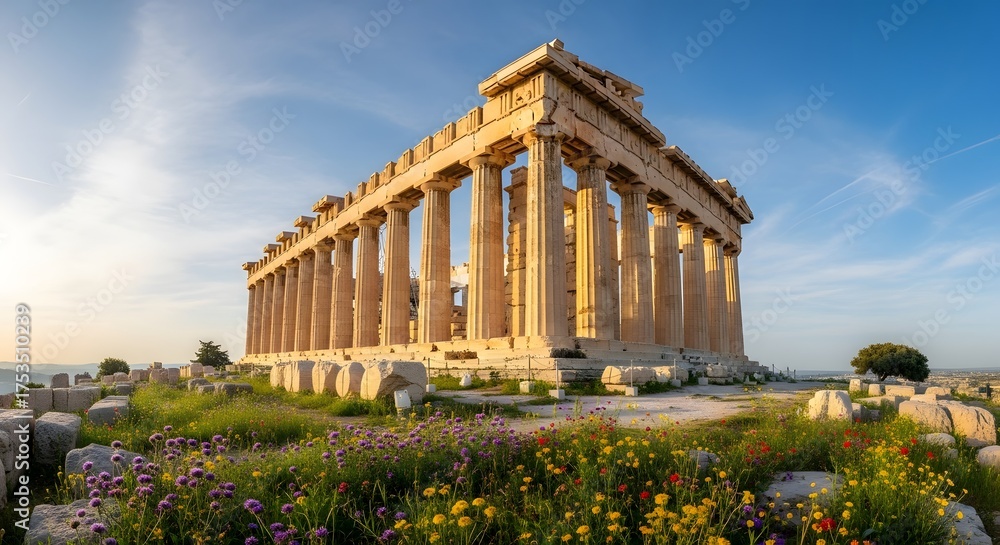 Obraz premium Parthenon athens greece acropolis landmark ancient architecture travel destination historic ruins columns sky