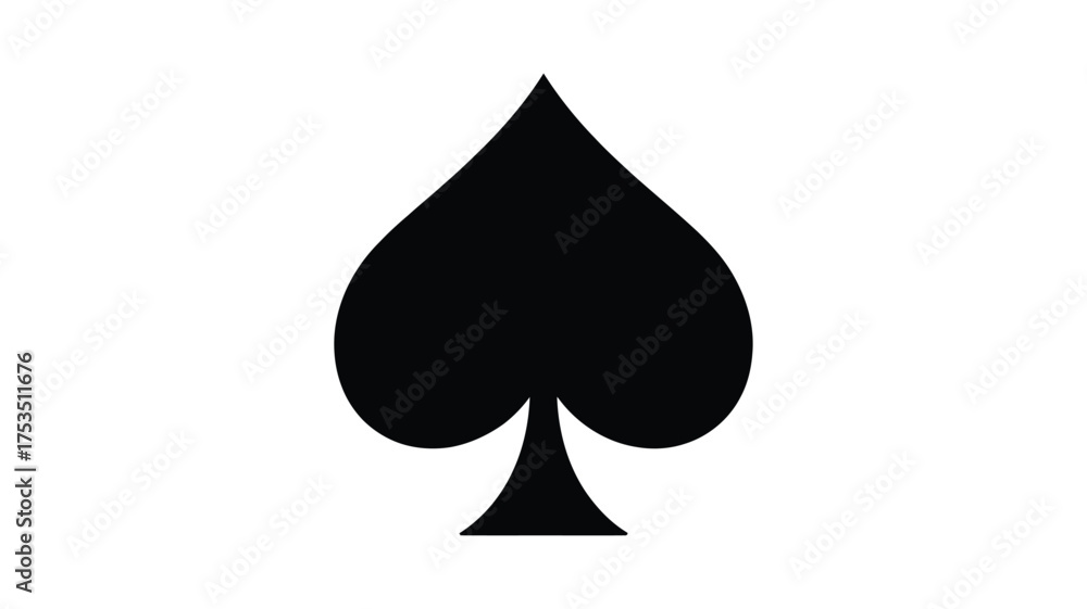 Fototapeta premium Simple black spade symbol isolated on a clean white background