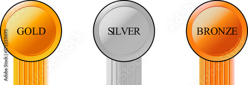 Gold, silver and bronze badges set – vector award medals