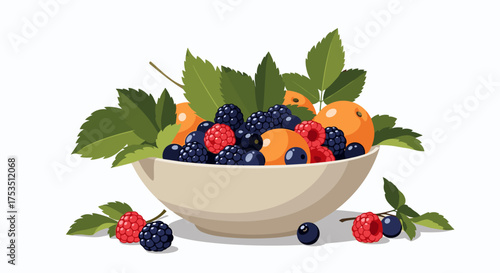 A healthy bowl overflowing with a vibrant assortment of fresh berries and other fruits.