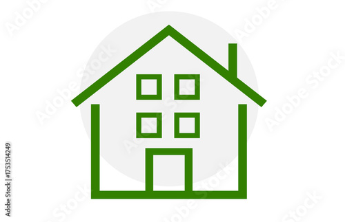 Home icon green house outline simple minimal graphic for real estate, property, website navigation, or mobile app interface design