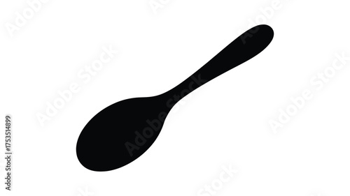 Simple black silhouette of a spoon on a white background
