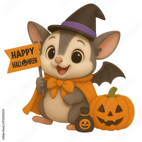 Halloween Sugar Glider with Happy Flag