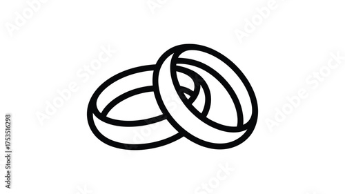 Simple hand drawn outline of two interlocking wedding rings symbolizing love and commitment