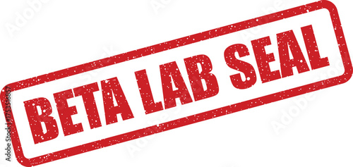 Red grunge rubber stamp with BETA LAB SEAL text, ideal for marking new research projects