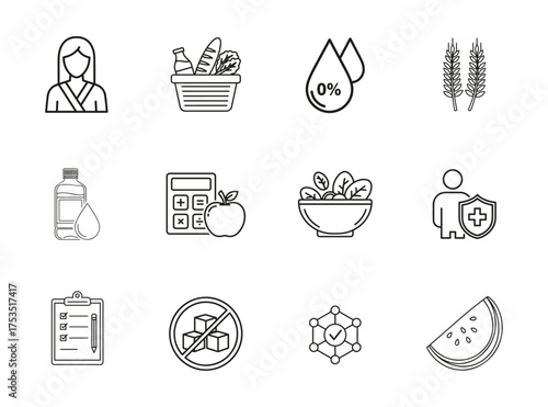 Nutrition Line Icon Set Vol. 3 | Healthy Food, Diet, and Vitamins Outline Vector Pack