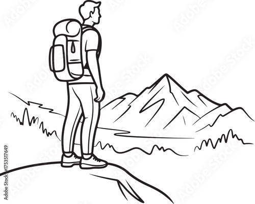 Hiker enjoying mountain view on scenic adventure