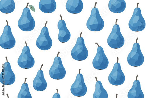 Colorful pattern of blue pears arranged on a white background showcasing artistic design and creativity