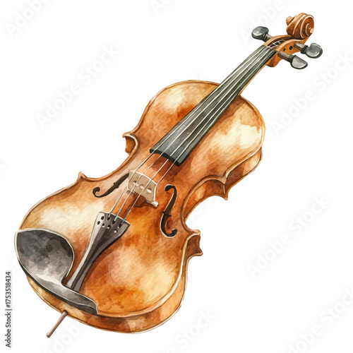 Viola, watercolor illustration vector, isolated on a white background.