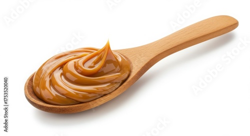 Dulce de leche artesanal rustic homemade style isolated on a white background for culinary and food photography