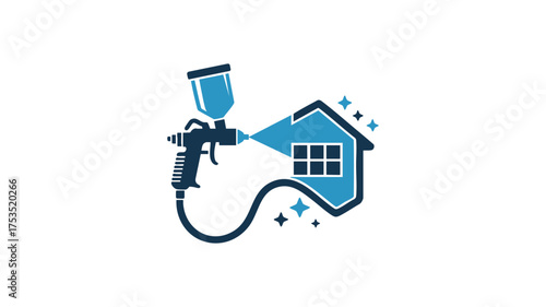 House painting service using spray gun icon