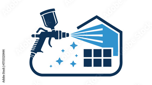 House painting spray gun and clean home icon