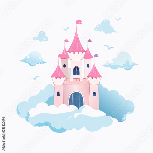 Schloss in den Wolken – zarte Pastellfarben