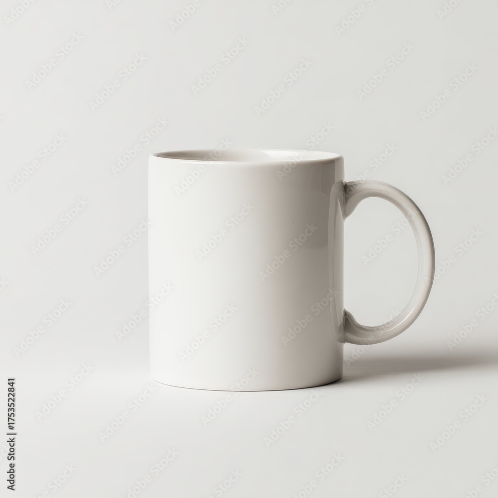 Fototapeta premium Simple White Ceramic Mug on Plain Background for Creative Use