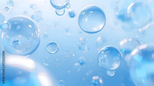Wallpaper Mural Elegant blue background illustration showcasing clear water bubbles with light Torontodigital.ca