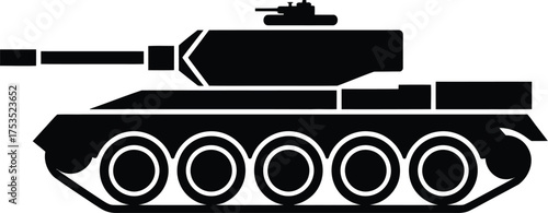 Black silhouette tank vector illustration for military vehicle graphic design