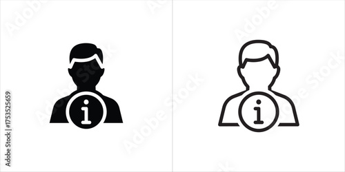 Vector art of two icons of a persons head and shoulders, one solid black and one outline, symbolizing identity and individuality