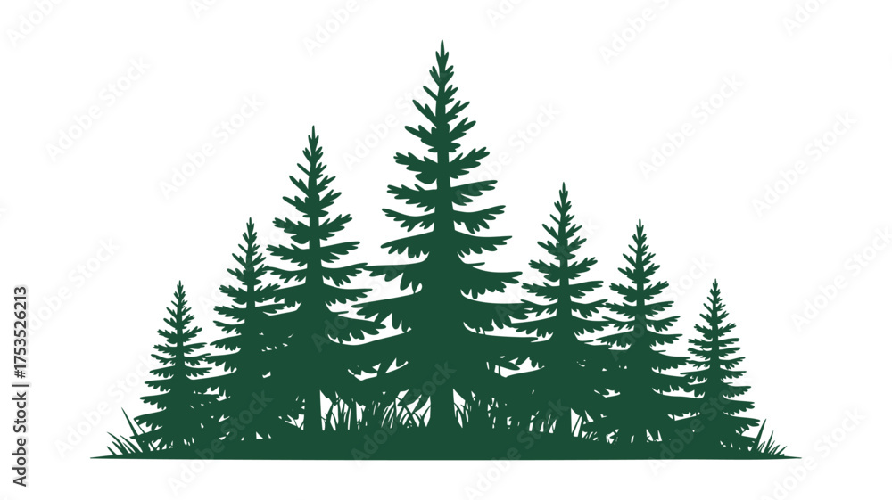 Fototapeta premium A cluster of dark green evergreen trees