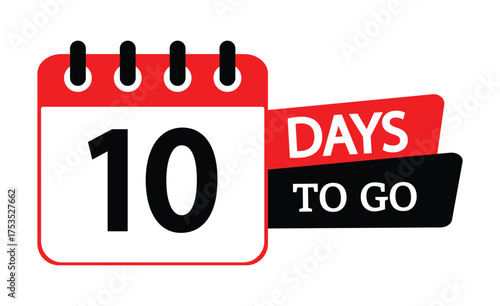 ten days to go countdown badge template. 10 days left label design for promotion. vector sale banner layout for website or landing page. time countdown marketing badge illustration and transparent png