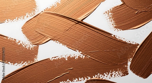 Bronze paint brush strokes texture isolated on white background