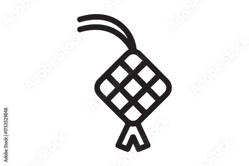 Ketupat line icon. one line Icon drawing with white background