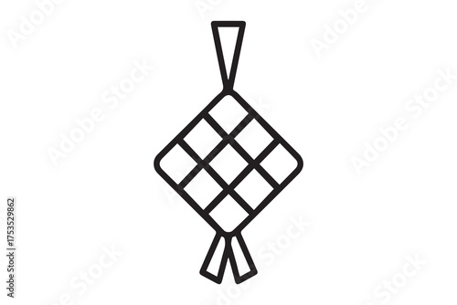 Ketupat line icon. one line Icon drawing with white background