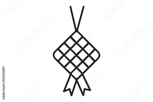 Ketupat line icon. one line Icon drawing with white background
