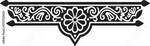 Elegant Floral Ornament: An exquisite monochrome illustration showcases a detailed floral ornament, perfect for adding a touch of sophistication and timeless beauty.