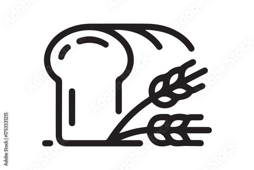 wheat bread icon. Thin linear style design. one line Icon drawing with white background