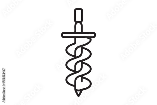 auger icon. Thin linear style design. one line Icon drawing with white background