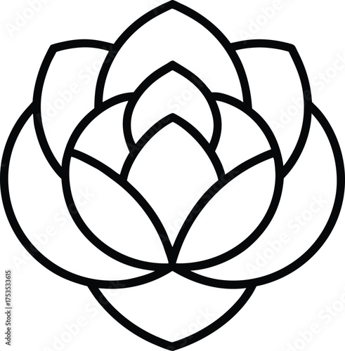 Peony Flower Flat Logo Symbol Vector Illustration