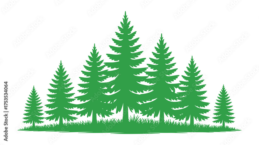 Obraz premium Green pine forest landscape nature logo design elements