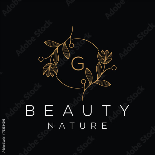 simple letter g with flower leaves logo design, for beauty cosmetics and fashion graphic symbol