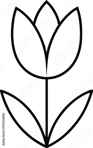 Simple Tulip Blossom Flat Vector Design Icon