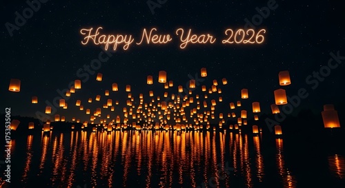 Illustration of happy new year 2026 lanterns