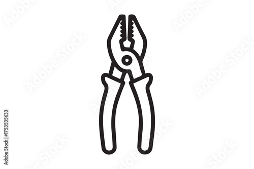crimpers icon. Thin linear style design. one line Icon drawing with white background