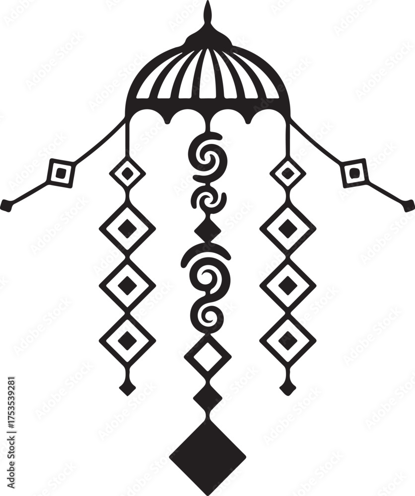 Naklejka premium Abstract Ornament Illustration: A visually striking abstract ornament, characterized by symmetrical geometry, intricate patterns, and a minimalist aesthetic.