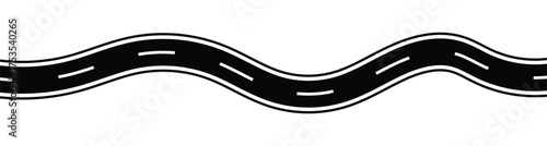 Wavy winding curves roads and horizontal path. Horizontal asphalt road template.Flat vector illustration isolated on white transparent background.Traffic curved highway.	