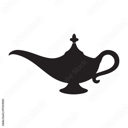 Aladdin lamp vector white background.