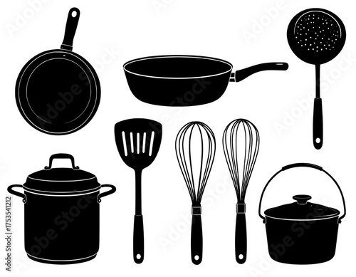 vector illustration set of kitchen utensils