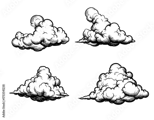 Vector Set clouds in the sky