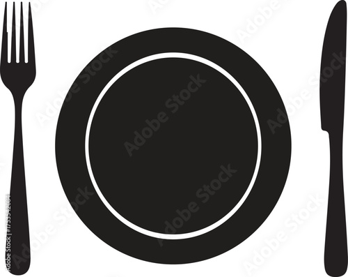 Spoon, knife, fork icon set, Dining silverware Silhouette, cutlery, Vector illustration.Black silhouette cutlery set vector. Knife, fork, spoon icons isolated on white background.