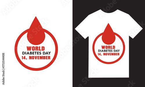 World diabetes day t shirt design with blood drop symbol