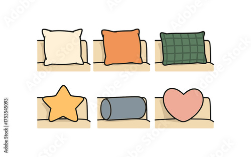 Hand drawn sofa cushions in various shapes and designs