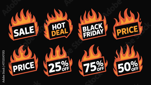 Hot sale black friday price discount offer deal promotion vector illustration