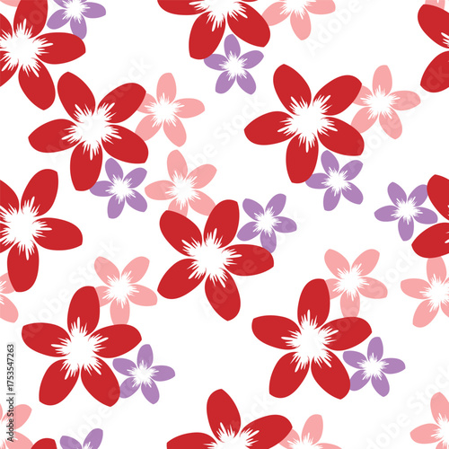 abstract a solid multicolor small and big flower mixed vector pattern arrangement with medium color, all over vector design with white background illustration digital