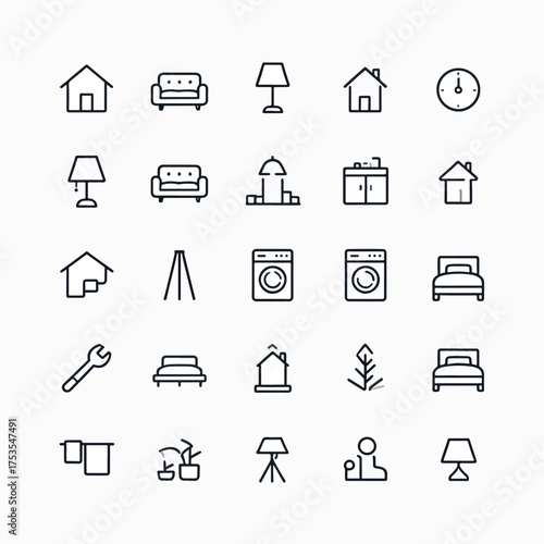 Home and Lifestyle Outline Icon Pack