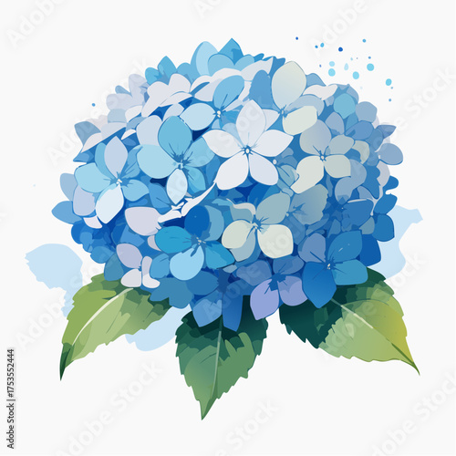 Blaue Hortensie mit weichen Farbverläufen