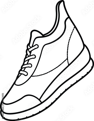 outline of sporty sneakers side profile.