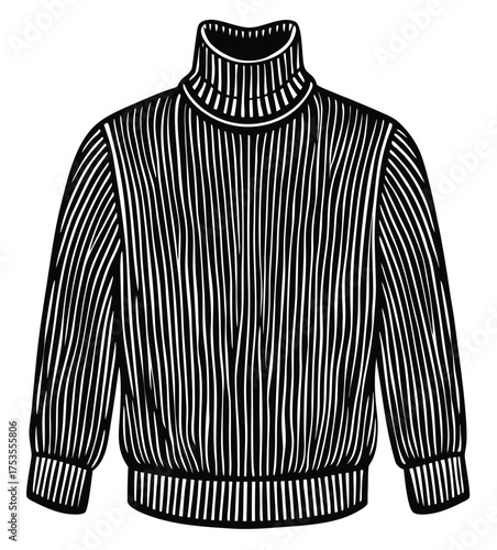 Vector illustration of gray and black cotton shirts and a warm wool sweater, casual winter apparel design